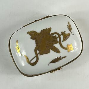 Couleuvre Limoges France Porcelain Trinket Box Roman Helmet Motif Hand Painted